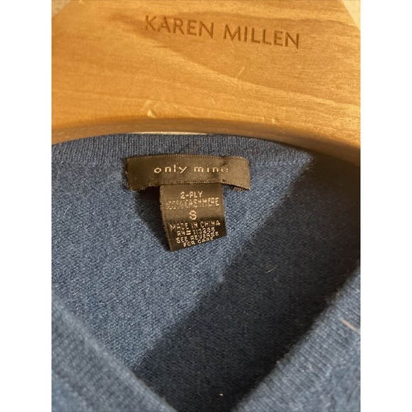 Only Mine Women's Cashmere 2 Ply Sweater Blue Neck Pullover Button Small - Picture 3 of 7